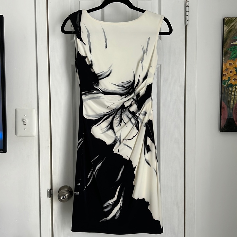 Lauren Ralph Lauren Black and White Floral Sheath Dress